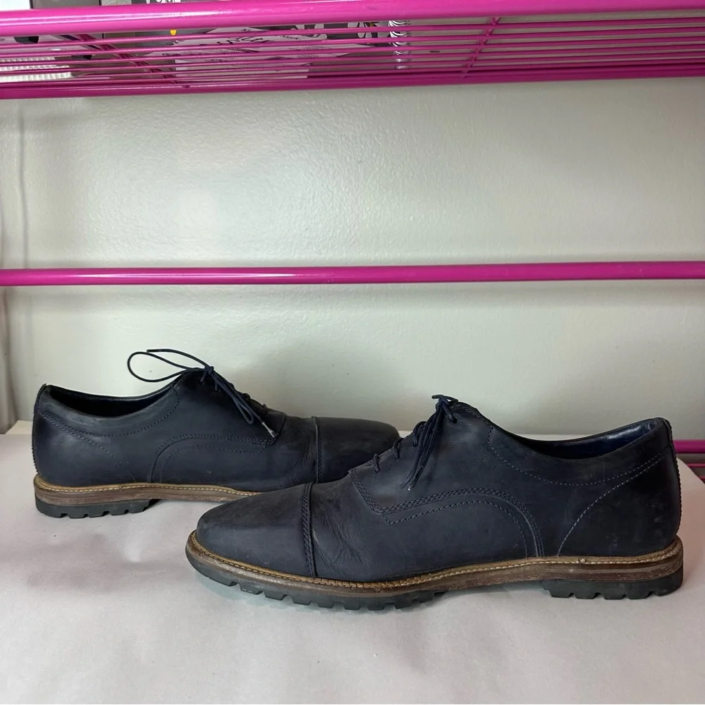 Cole Haan Richardson Navy Blue Leather Oxford Shoes Sz 9 Mens